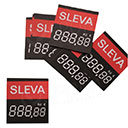 Papírové cenovky s digitálními číslicemi, typ 4750, text "SLEVA", 3+2 pozice, 100 ks
