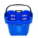 Nákupní košík na kolečkách, objem 43 litrů, modrý plast
