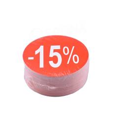 Papírové visačky SKONTO, průměr 80 mm, potisk "-15%", červené, 80 ks