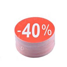 Papírové visačky SKONTO, průměr 80 mm, potisk "-40%", červené, 80 ks