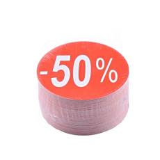 Papírové visačky SKONTO, průměr 80 mm, potisk "-50%", červené, 80 ks