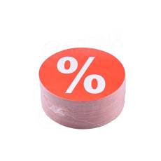 Papírové visačky SKONTO, průměr 80 mm, potisk "%", červené, 80 ks