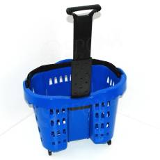 Nákupní košík na kolečkách, objem 43 litrů, modrý plast