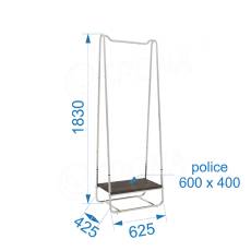 Štendr SVEDESE A, šířka 65 cm, výška 183 cm, včetně držáku police, chrom