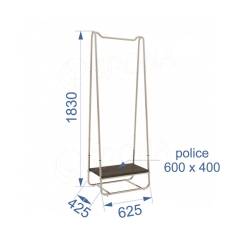 Štendr SVEDESE A, šířka 65 cm, výška 183 cm, včetně držáku police, zlatý