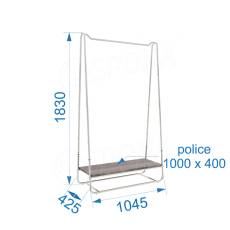 Štendr SVEDESE B, šířka 105 cm, výška 183 cm, včetně držáku police, chrom