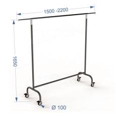 Štendr 1030, výška 165 cm, šířka 150-220 cm, antracit a chrom