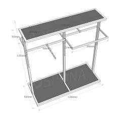 Štendr 1224 s příslušenstvím, výška 136 cm, šířka 120 cm, nerez a černé sklo