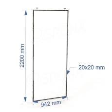 CUADRO, 9635B pojízdný rám 942 x 2200 mm, s úchyty do kolejnice, chrom