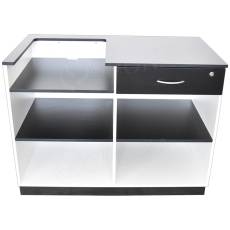 Pult BOX komplet pokladní 122 x 93 x 65 cm, pokladna vlevo, bílé + černé LTD