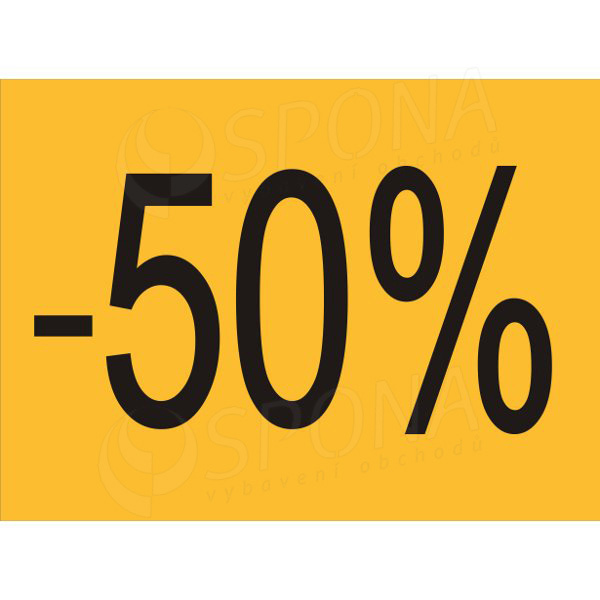 BANNER SKONTO 650 x 480 mm, "-50%", žlutý, černý tisk, 2 ks