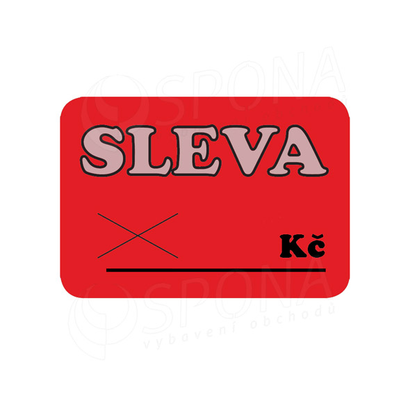 Cenovky DREAMER 75 x 52 mm, "SLEVA", červené, 100 ks