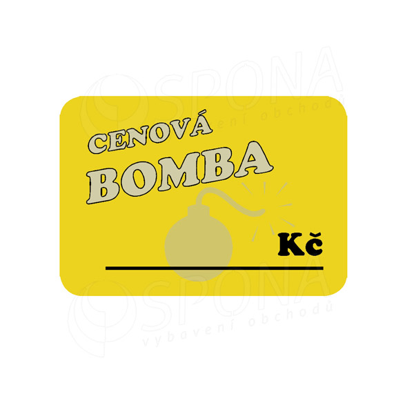 Cenovky DREAMER 75 x 52 mm, "CENOVÁ BOMBA", žluté, 100 ks