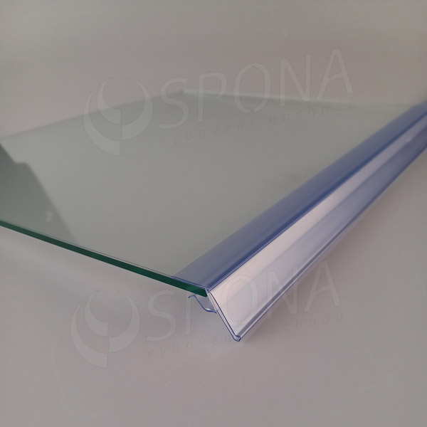 Cenovková lišta na polici 5 až 10 mm, 26 x 997 mm, transparentní