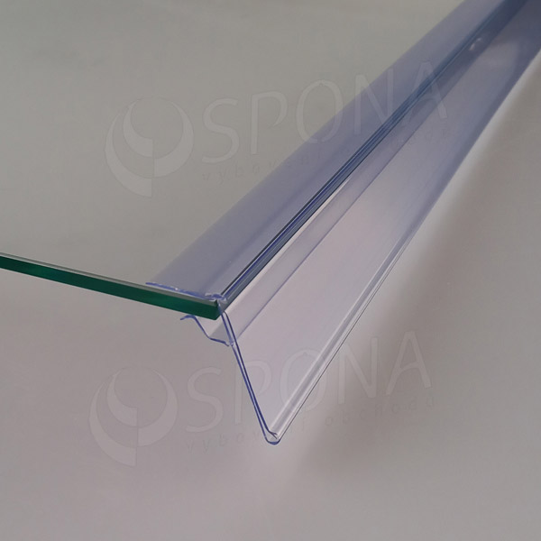 Cenovková lišta na polici 5 až 10 mm, 39 x 997 mm, transparentní