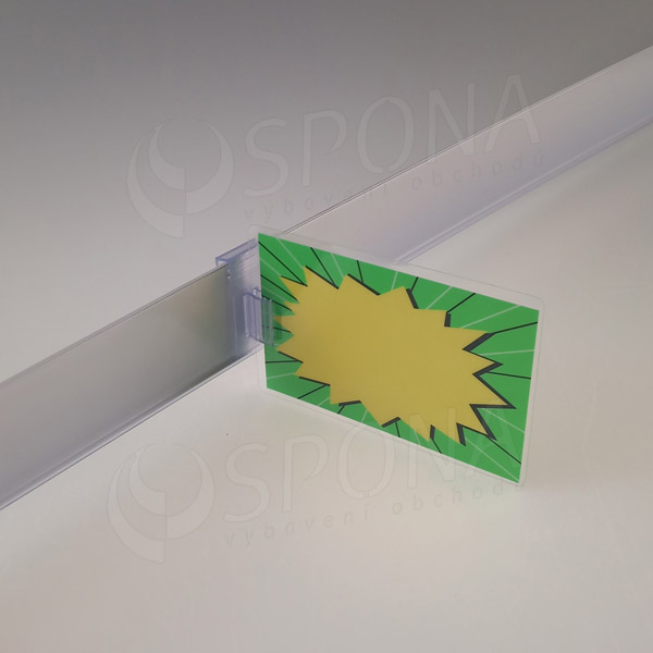 Držák cenovky na cenovkovou lištu do 3 mm, transparentní plast