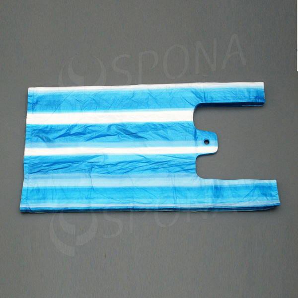 Mikrotenové tašky HDPE, nosnost 4 kg, 22+10 x 44 cm, modrobílá, 100 ks