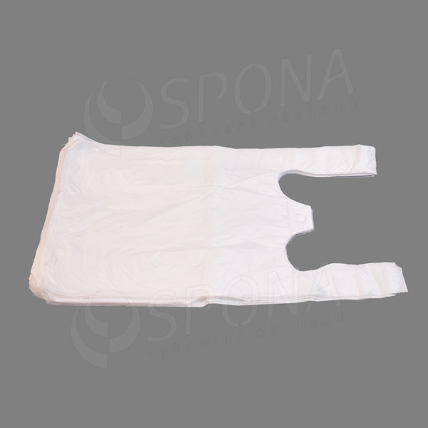 Mikrotenová taška HDPE, nosnost 5,5 kg, 28+14 x 48 cm, bílá, 100 ks