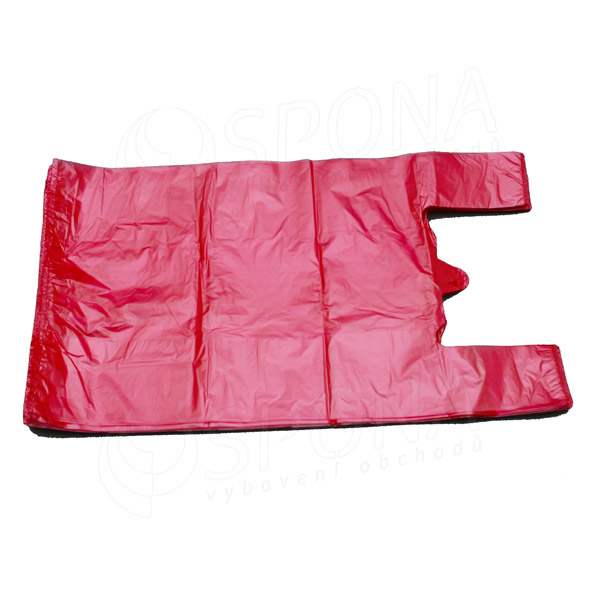 Mikrotenová taška HDPE, nosnost 12 kg, 33+16 x 60 cm, červená, 100 ks