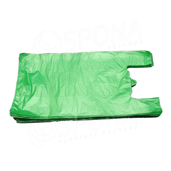 Mikrotenová taška HDPE, nosnost 15 kg, 33+20 x 69 cm, zelená, 100 ks