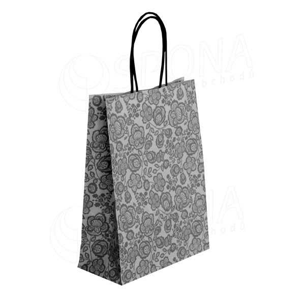 Papírová taška FLORA, 36 x 12 x 41 cm, šedá