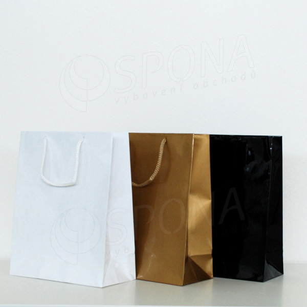 Papírová taška LAMINO, 22 x 10 x 27 cm, bílá lesklá