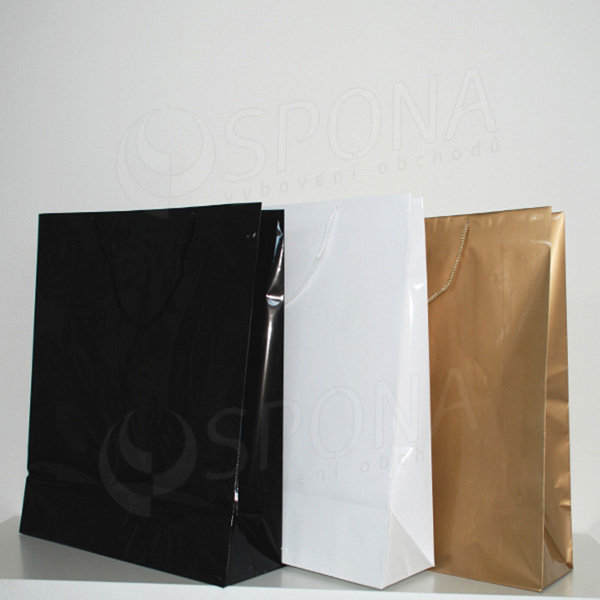Papírová taška LAMINO, 35 x 13 x 31 cm, černá lesklá