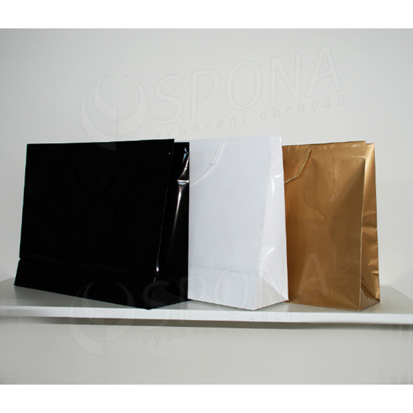 Papírová taška LAMINO, 54 x 16 x 43 cm, černá lesklá