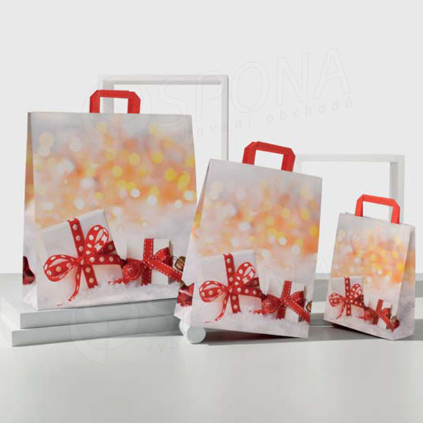 Taška papírová ROSSO, 22+10 x 29 cm, vánoční vzor
