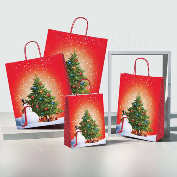 Papírová taška SNOWMAN, 36 x 12 x 41 cm, vánoční vzor
