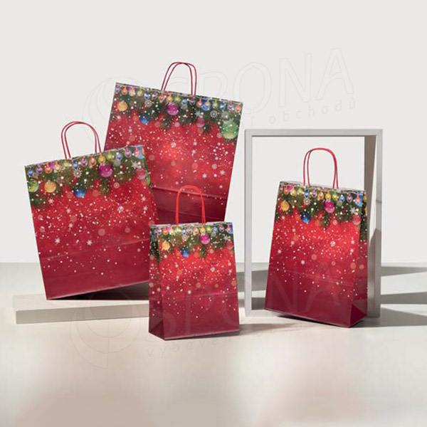 Papírová taška XMAS, 22 x 10 x 29 cm, vánoční vzor