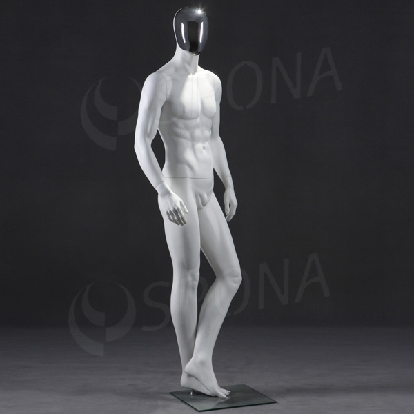 Figurína pánská CHROM 301, bílá matná, maska chrom