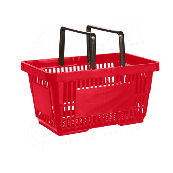 Nákupní košík se dvěma rukojeťmi, červený plast
