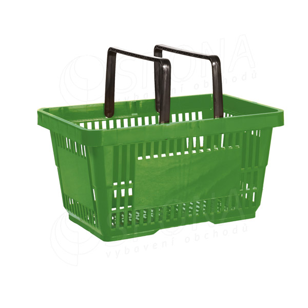 Nákupní košík, se dvěma rukojeťmi, zelený plast