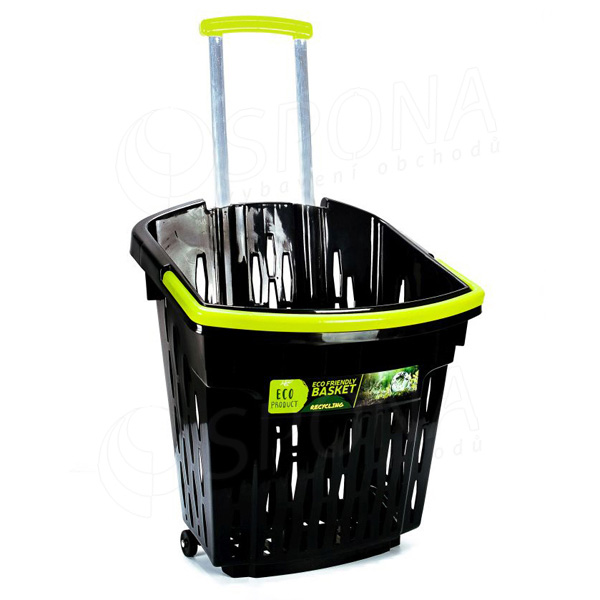 Nákupní košík na kolečkách ECO, objem 38 litrů, černý plast