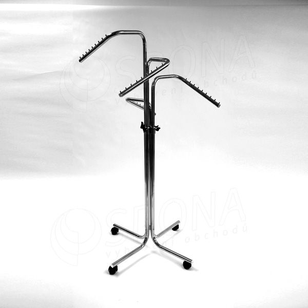Štendr 1014 čtyřramenný šikmý s ohybem, výška 115-180 cm, plastová kolečka