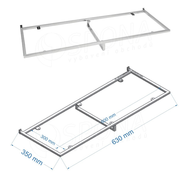 SCACCO MATTO 8352C, držák police s příčnou tyčí, 630 x 350 mm, chrom
