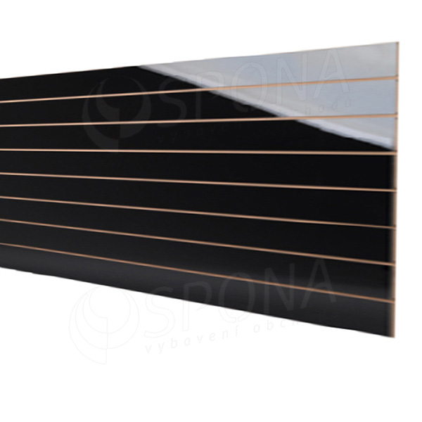 SLAT drážkový panel terminal 240 x 120 cm, 11 drážek, rozteč 10 cm, bez insertů, lesklý černý