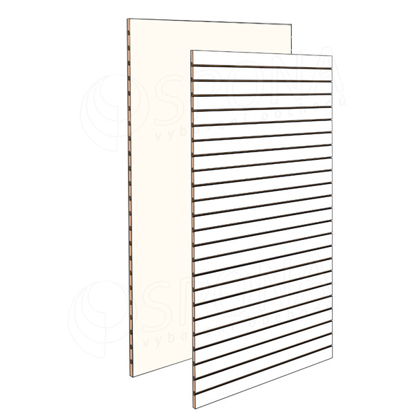 SLAT FIX drážkový panel 120 x 240 cm, 23 drážek, rozteč 10 cm, bez insertů, oboustranný bílý dekor