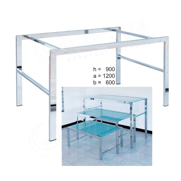 Stolek LASER 900 x 1200 x 600 mm, chrom, matné sklo 8 mm