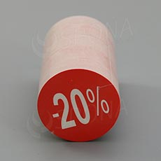 Papírové visačky SKONTO, průměr 45 mm, potisk "-20%", červené, 180 ks