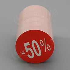 Papírové visačky SKONTO, průměr 45 mm, potisk "-50%", červené, 180 ks