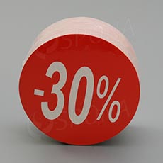 Papírové visačky SKONTO, průměr 80 mm, potisk "-30%", červené, 80 ks