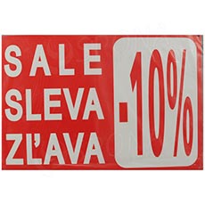 Papírový banner, plakát SKONTO 500 x 350 mm, "SALE -10%", červený, 5ks