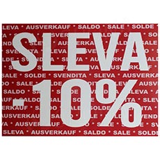 Papírový banner, plakát SKONTO 700x500mm,"SLEVA -10%", tmavě červený, 2ks