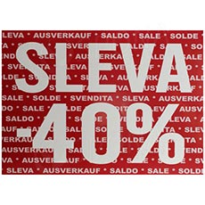 Papírový banner, plakát SKONTO 700x500mm,"SLEVA -40%", tmavě červený, 2ks