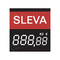 Papírové cenovky s digitálními číslicemi, typ 4750, text "SLEVA", 3+2 pozice, 100 ks