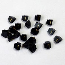 Cenovky Q 3D, 6 x 9 mm, náhradní číslo "1", zlatý prolis, 20 ks