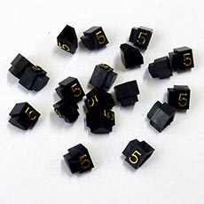 Cenovky Q 3D, 6 x 9 mm, náhradní číslo "5", zlatý prolis, 20 ks