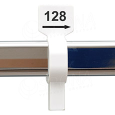 Velikostní jezdec 128 bílý, černý tisk